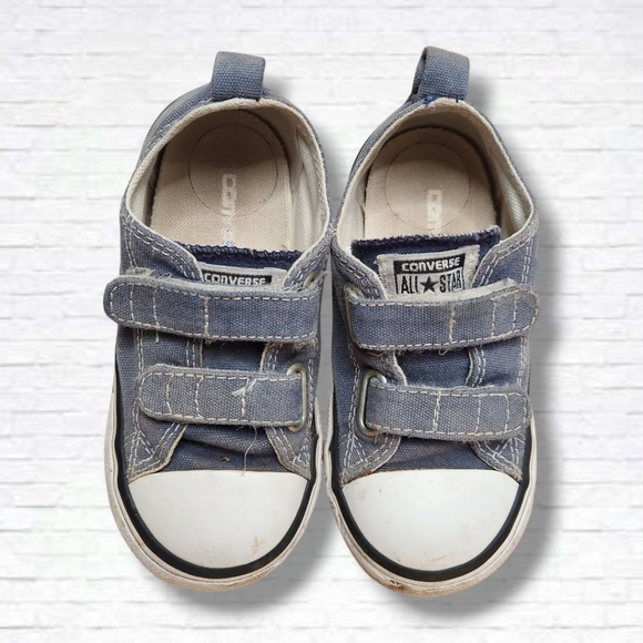 Converse Other - SOLD 🌟 Converse Toddler Blue Denim Double Strap Low Top Unisex Sneakers Size 8